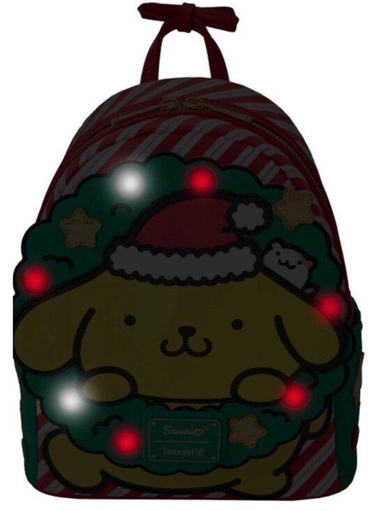 Loungefly Sanrio Exclusive Pompompurin Dog Santa Hat Light Up Mini Backpack NWT main image 5